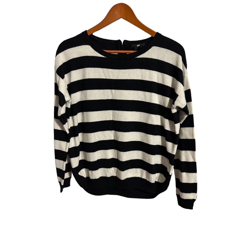 H&M Black & Ivory Stripe Sweater Size S